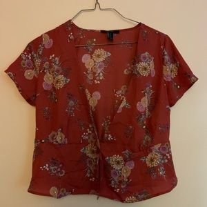 Floral Print Crop Blouse